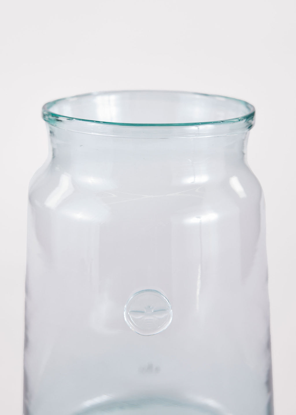 Large French Glass Jar Vase in Closeup View at Afloral