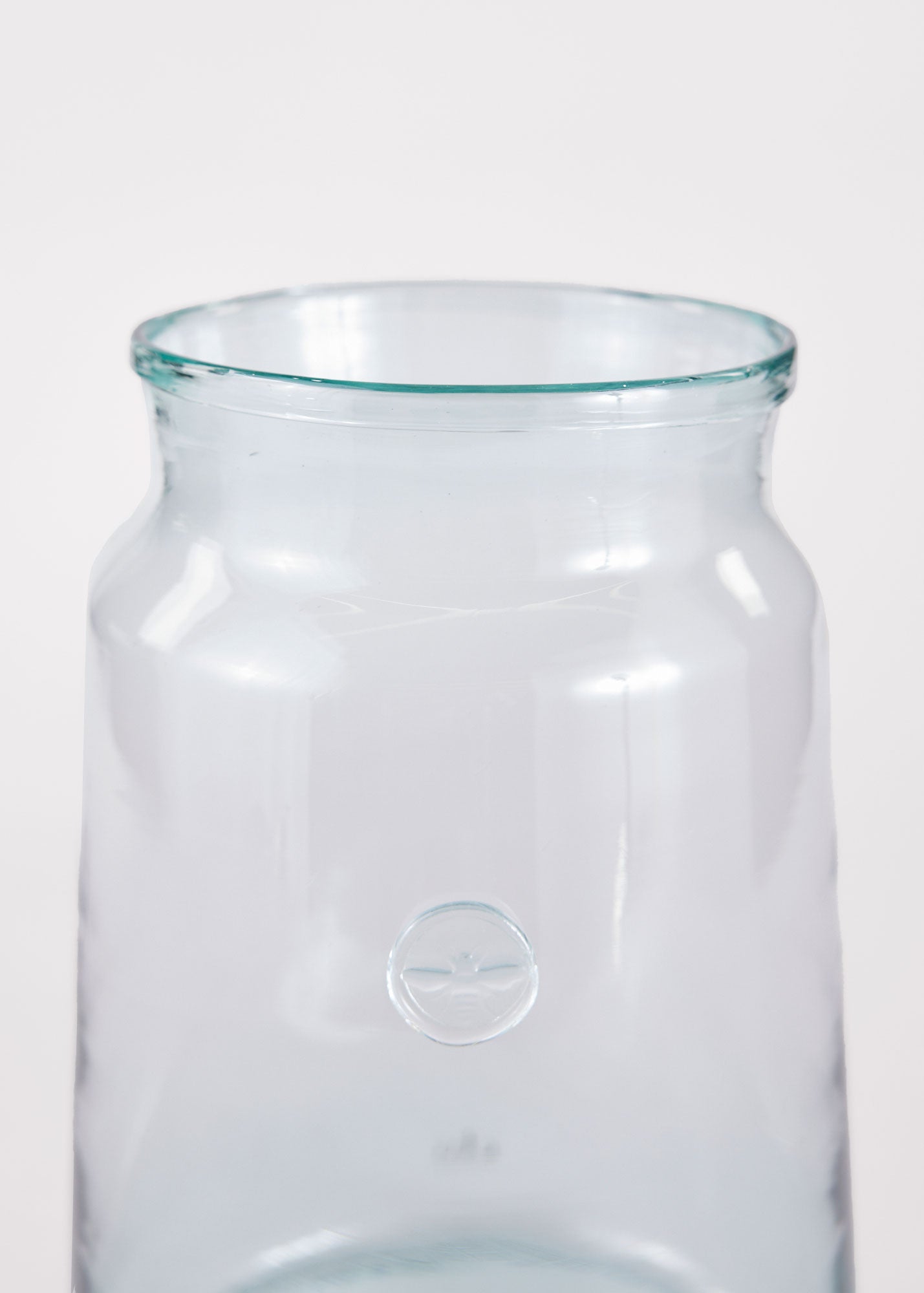 Large French Glass Jar Vase in Closeup View at Afloral