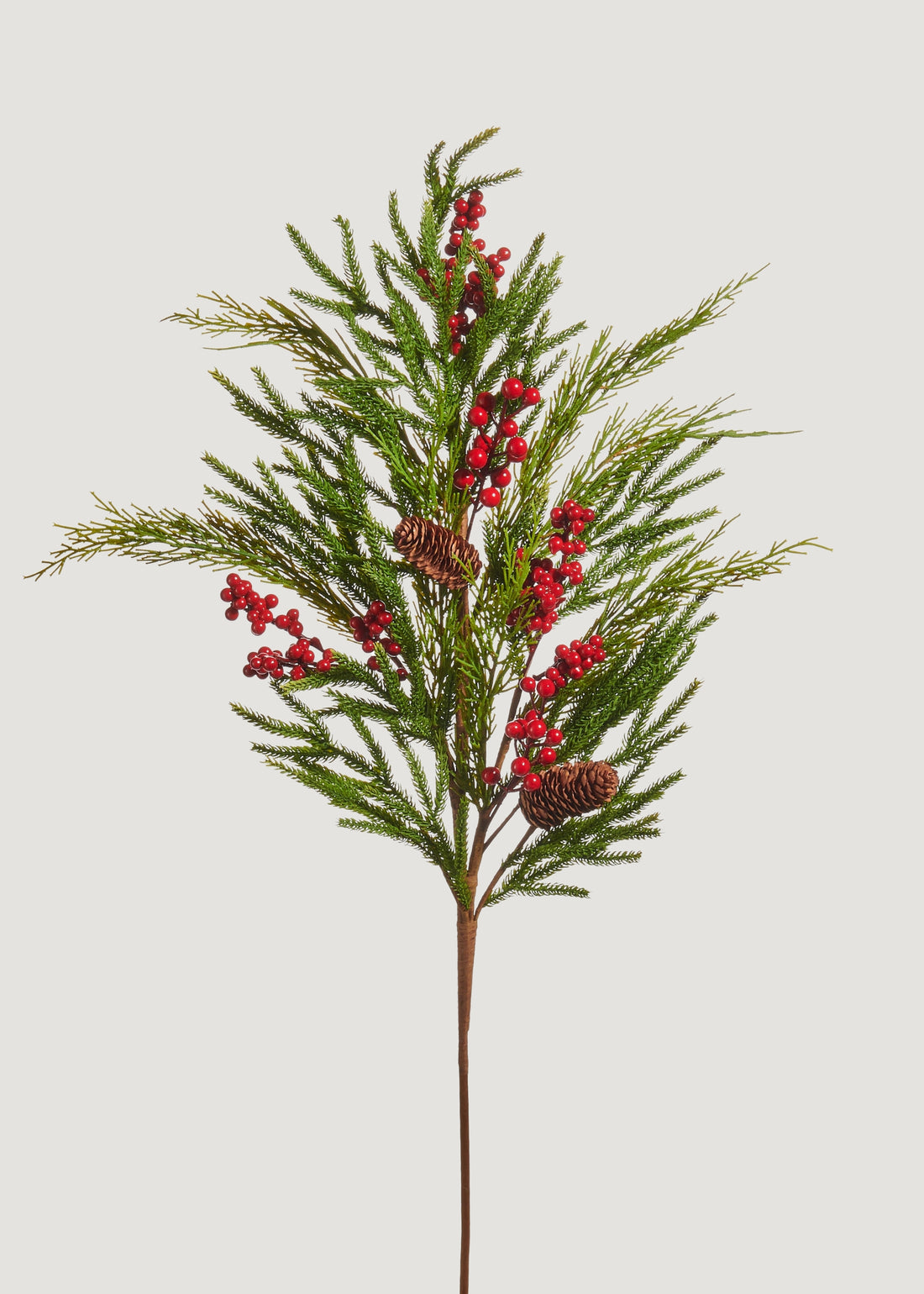 Artificial Winter Pine and Cone Branch with Red Berries 