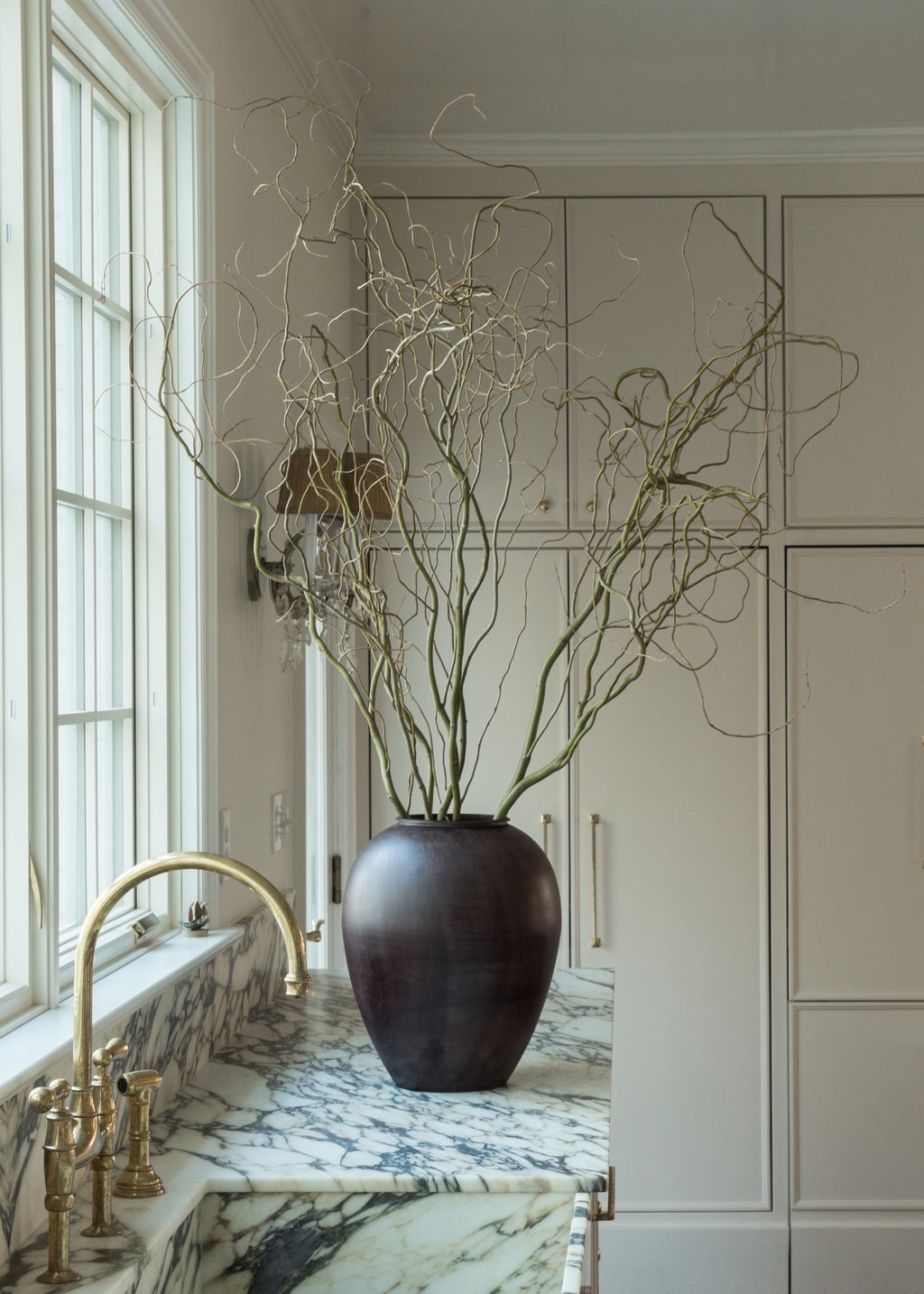 Fresh-cut Curly Willow Branches in Decorative Vase
