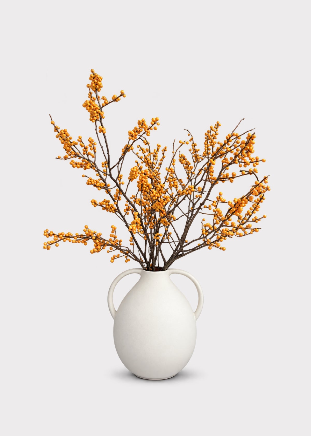 illex berries in a white jug vase