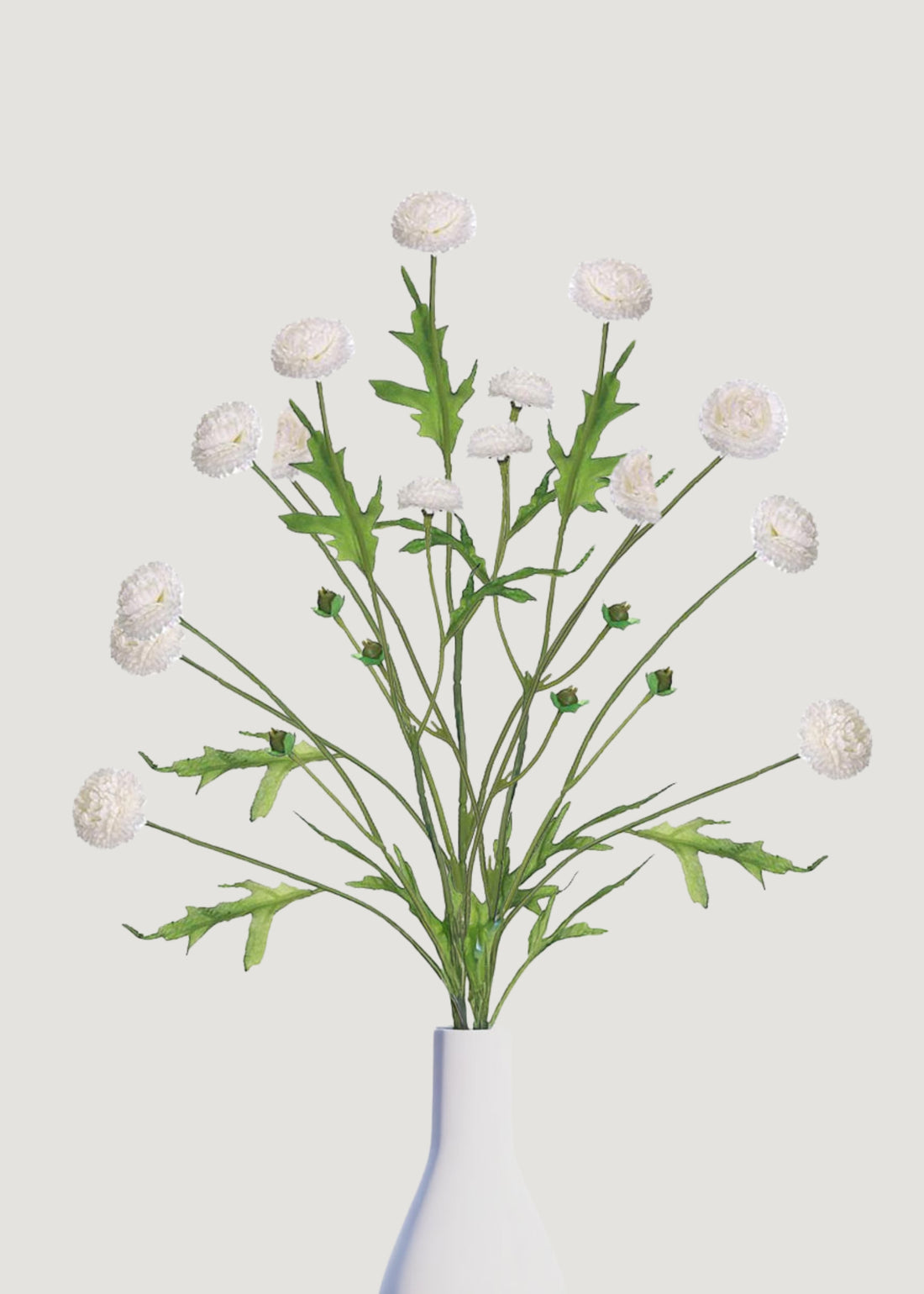 Bundle of 3 Artificial White Pom Pom Flowers
