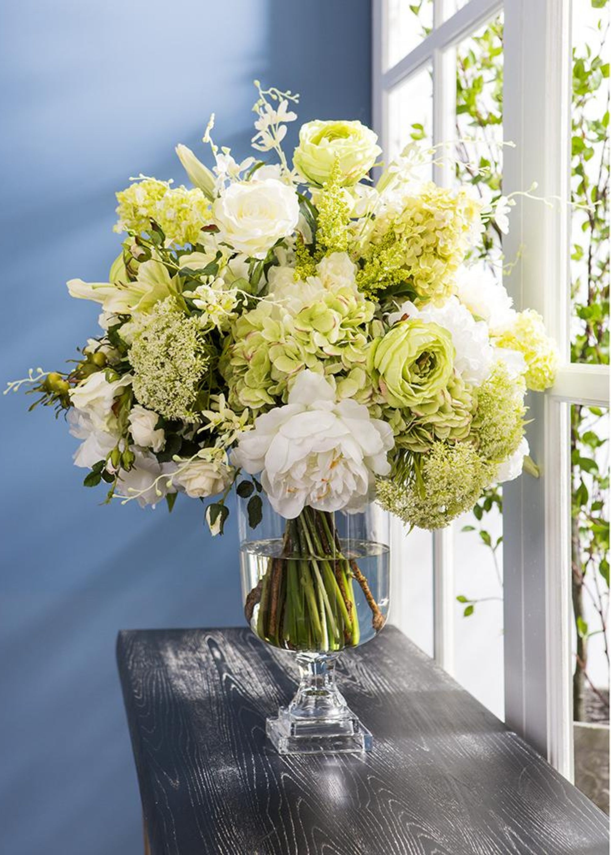 Faux Queen Anne's Lace and Hydrangea Arrangement