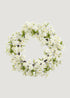 Fake Cherry Blossom Wreath in White