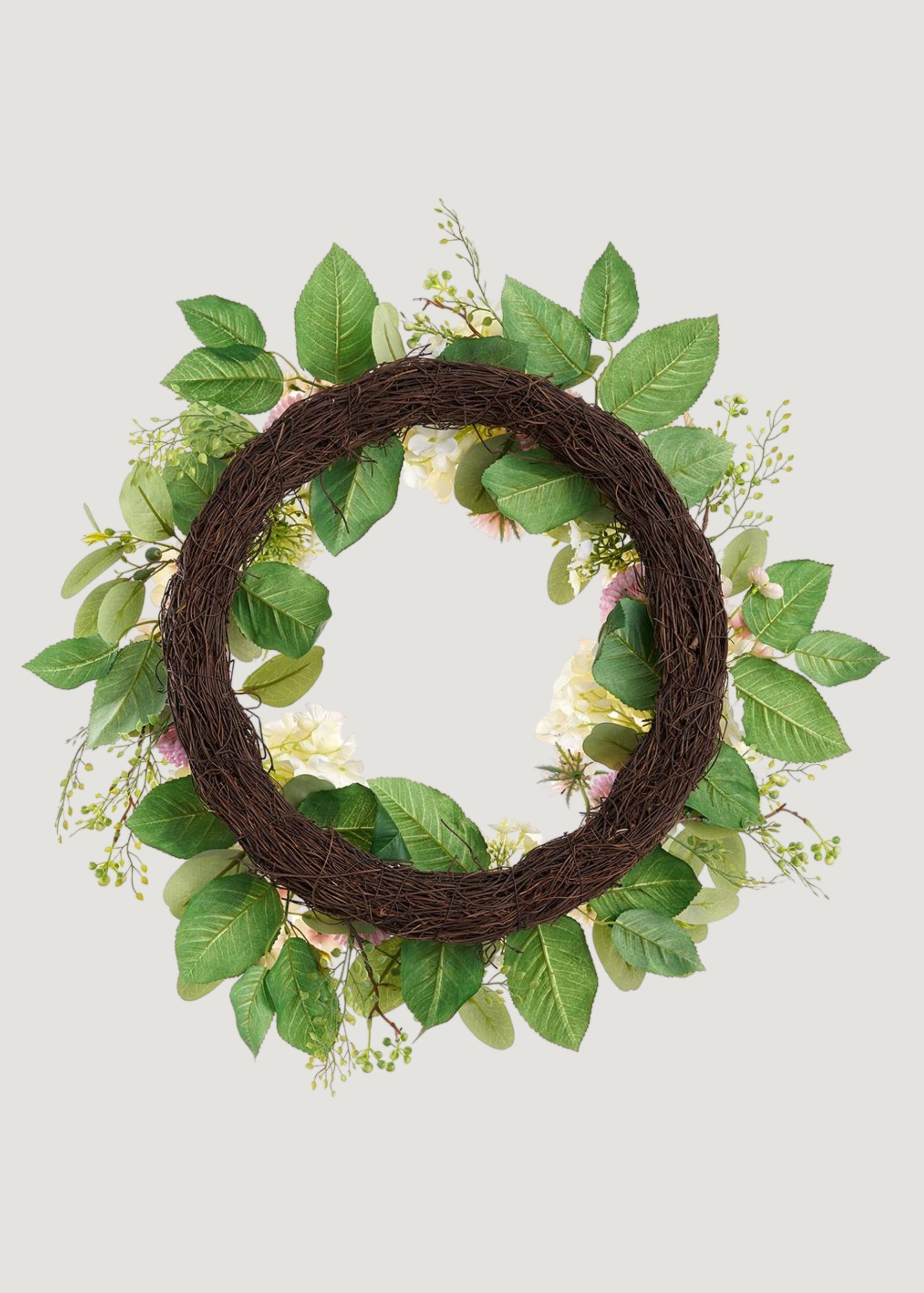 Back of Dahlia and Hydrangea Fake Flower Wreath