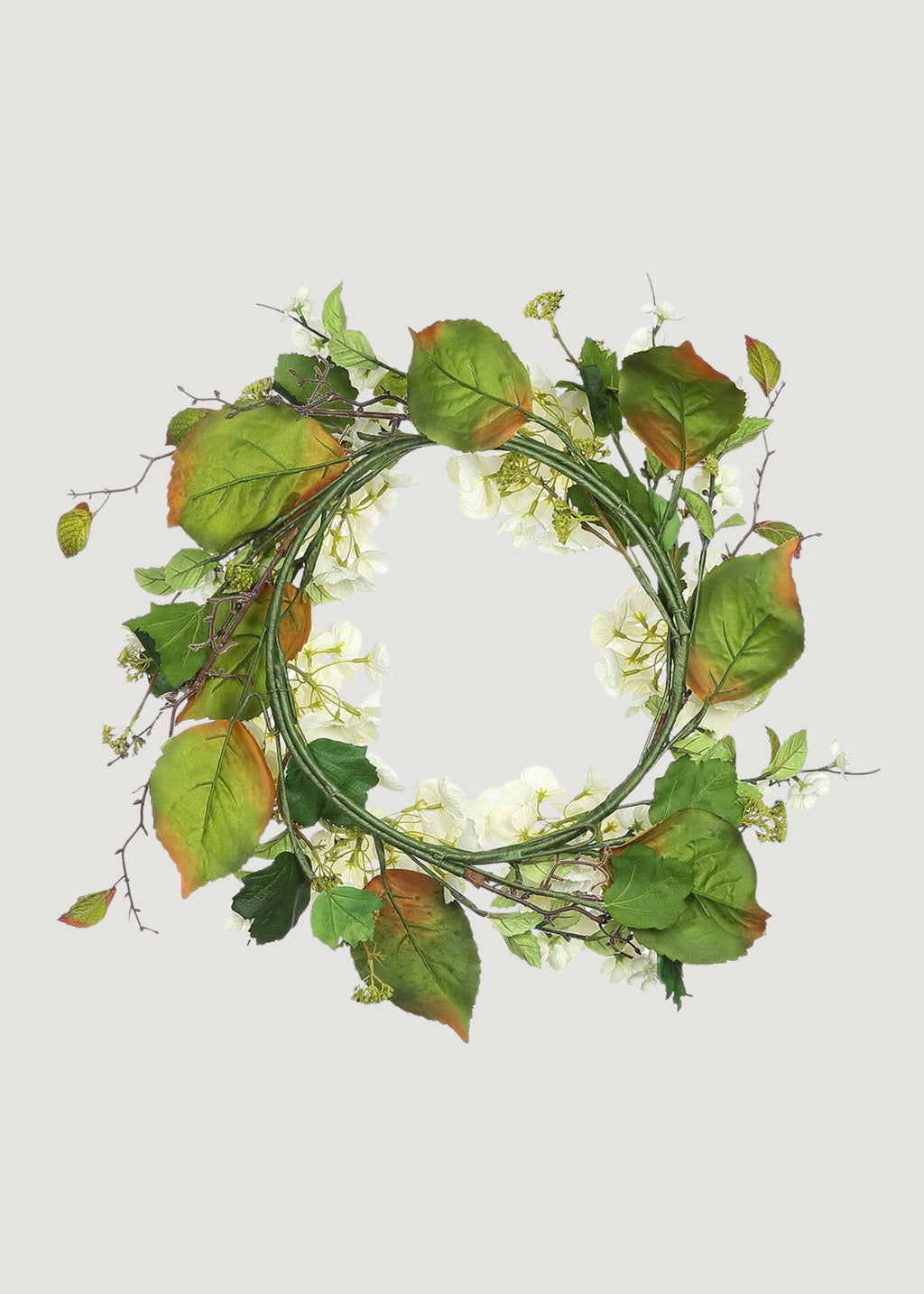 Back of Artificial Hydrangea and Foliage Wreath