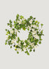 White Artificial Wild Rose Flower and Leaf Wreath 