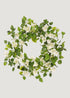 White Artificial Wild Rose Flower and Leaf Wreath 