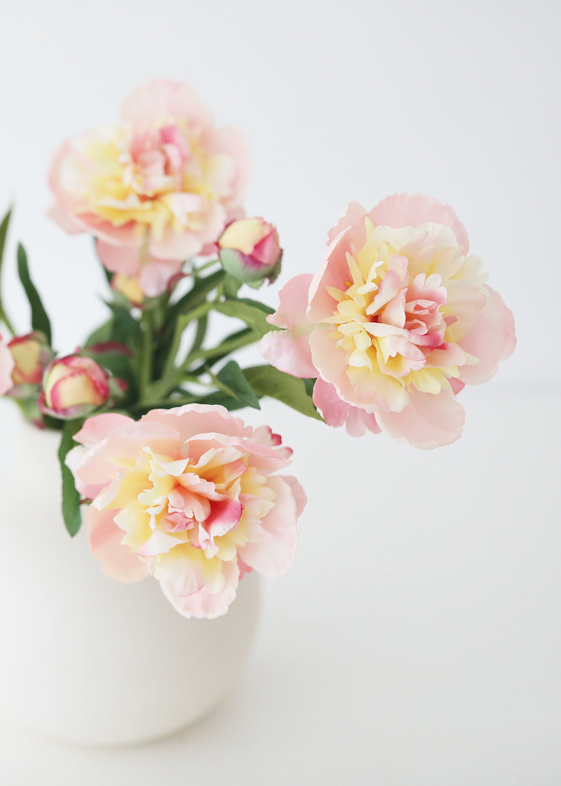Bundle of 3 - Soft Apricot Pink Peony Fake Flower - 22&quot;