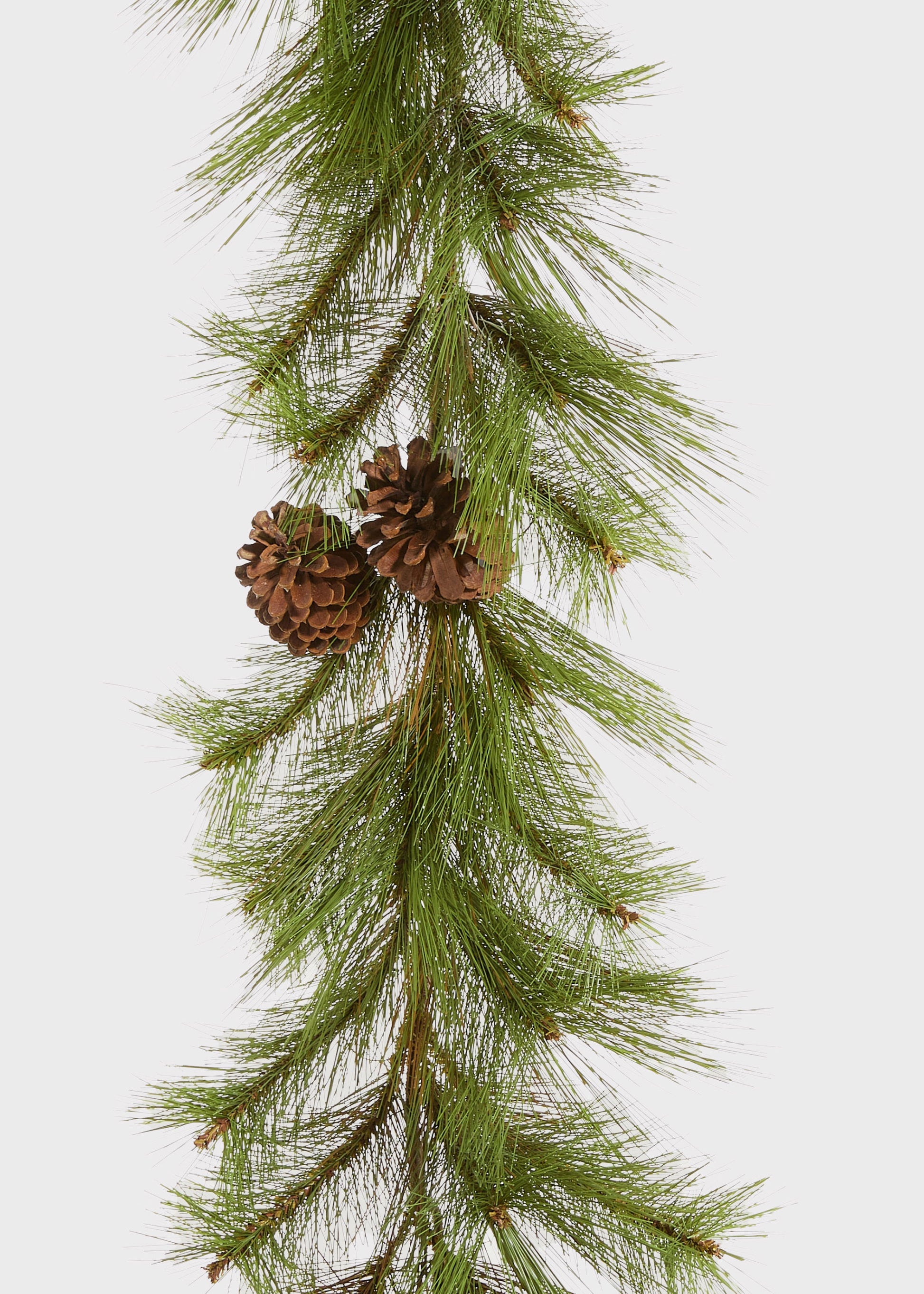 Close-up of Faux Long Needle Pine and  Pine Cone Garland 