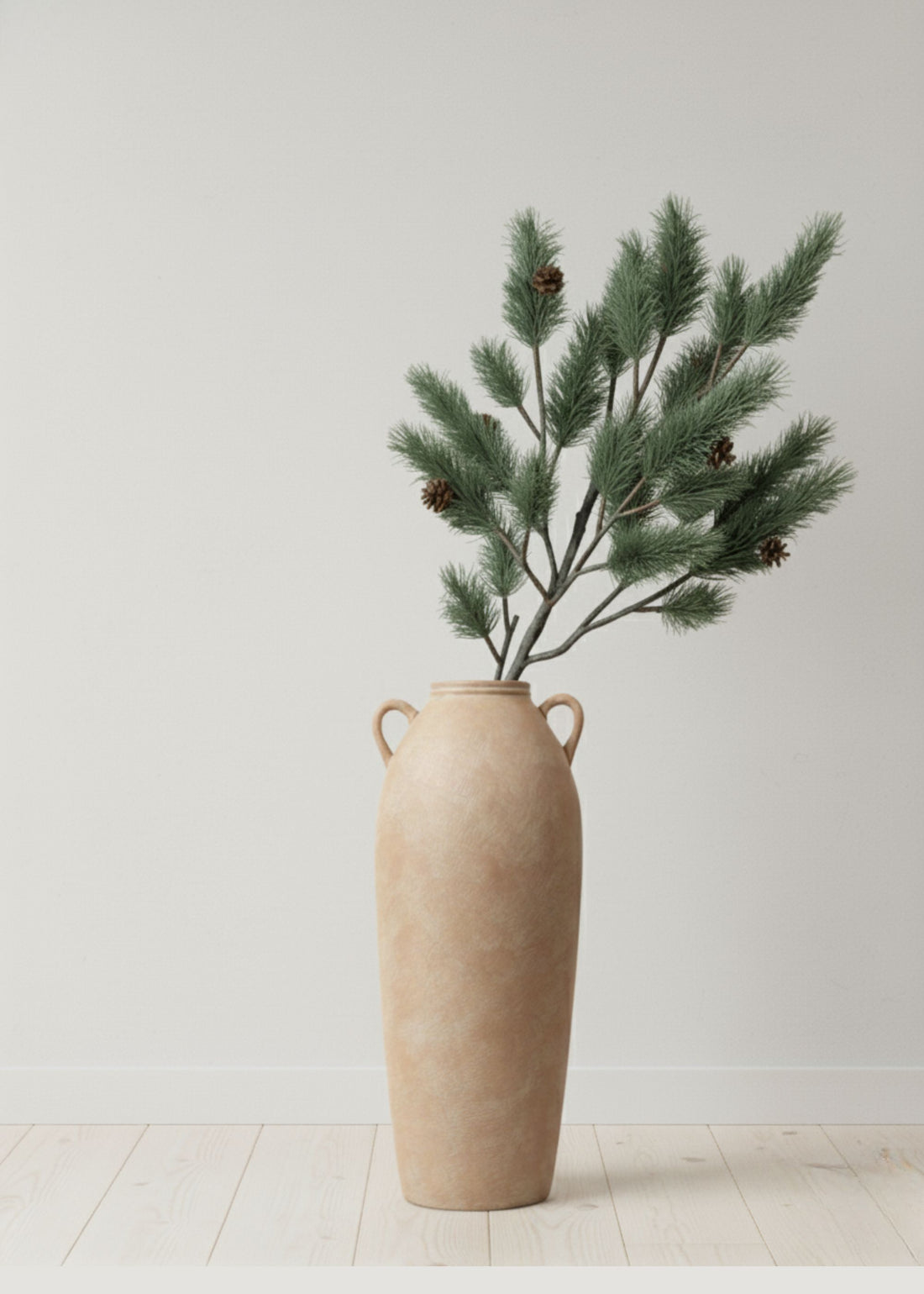 Blue Spruce Branch in a Terra Cotta Vase
