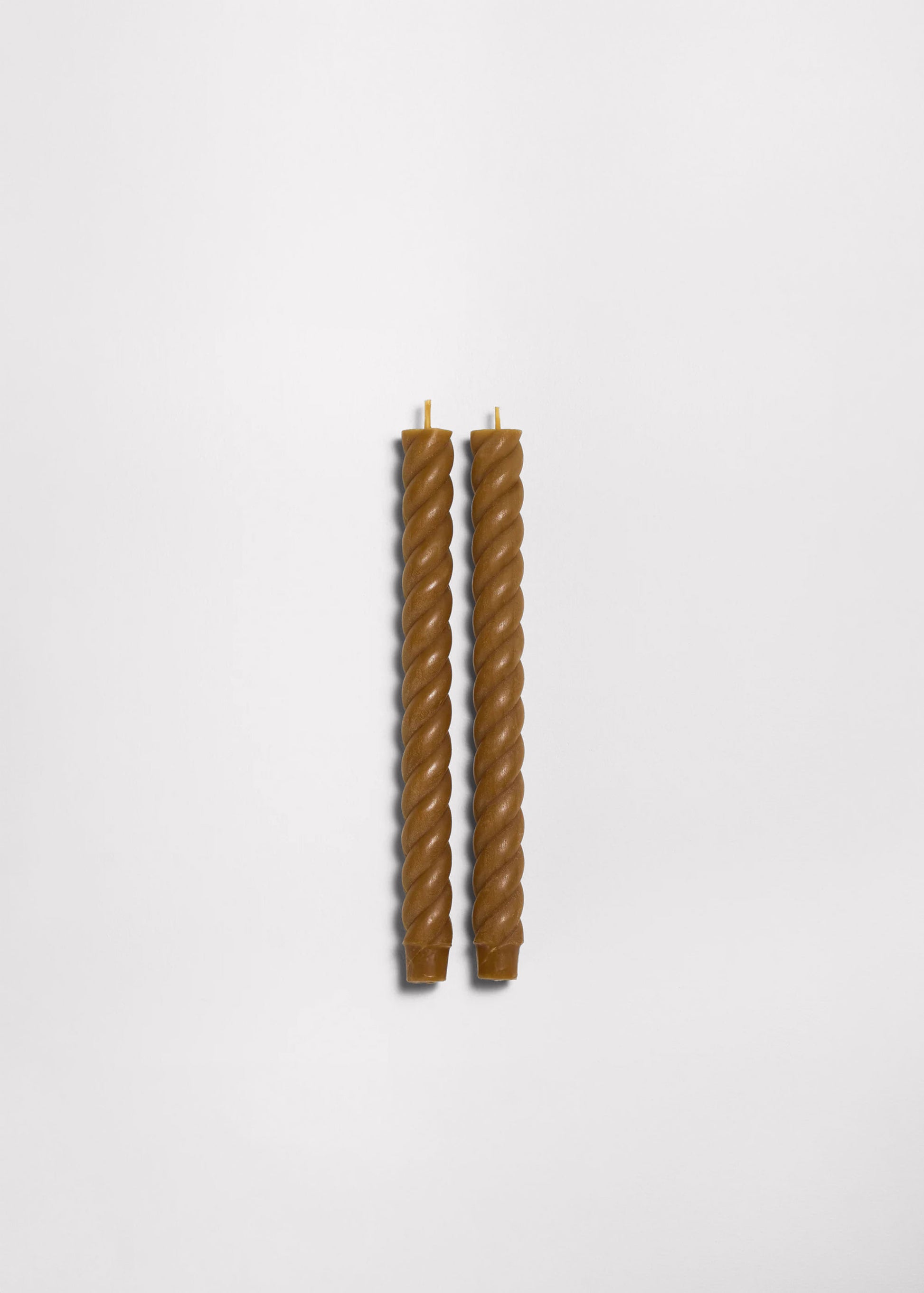 Set of 2 Rope Taper Beeswax Candles in Burnt Amber