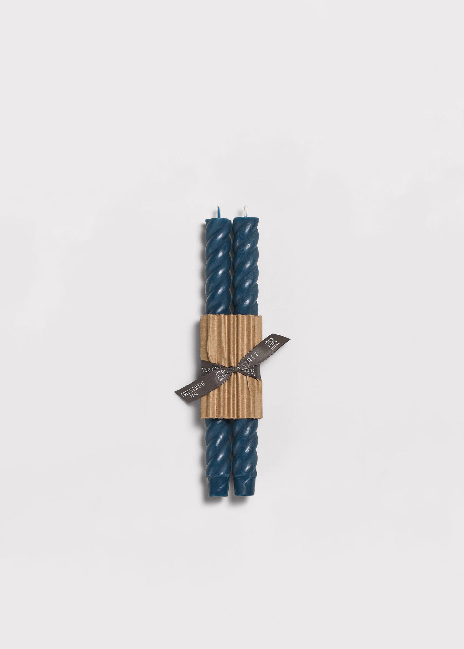 Set of 2 Rope Taper Beeswax Candles in Blue Slate