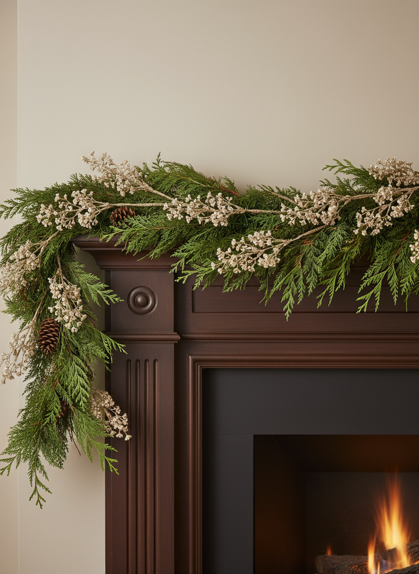 pearl branch with cedar garland