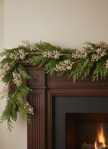 pearl branch with cedar garland