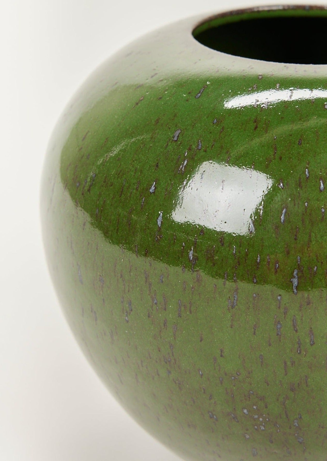 Afloral Closeup View of Green Turf Glaze Clay Rose Bowl Vase