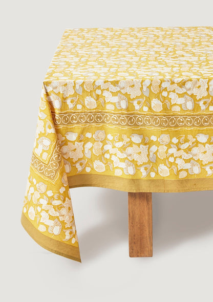 French Linen Cotton Tablecloth Styled on Table at Afloral