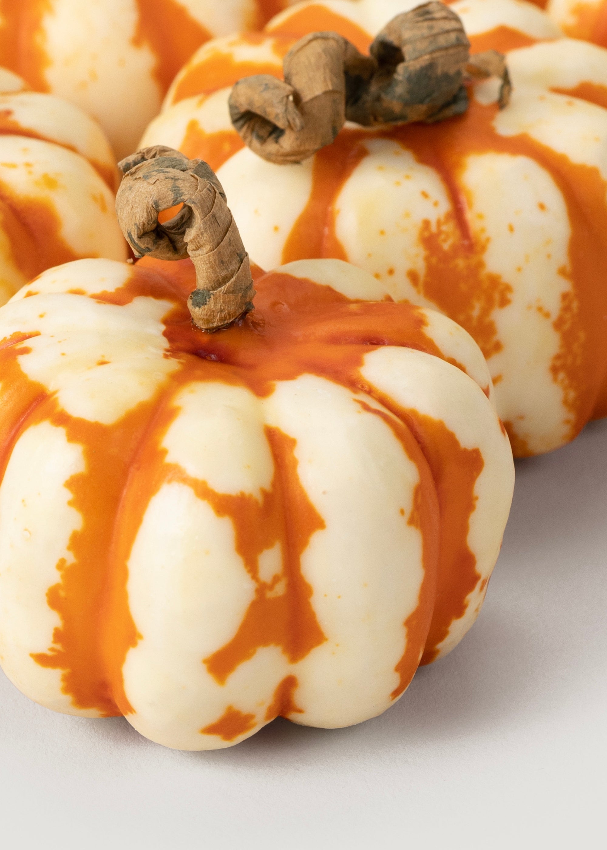 Close-up of Dried Orange and White Pumpkins