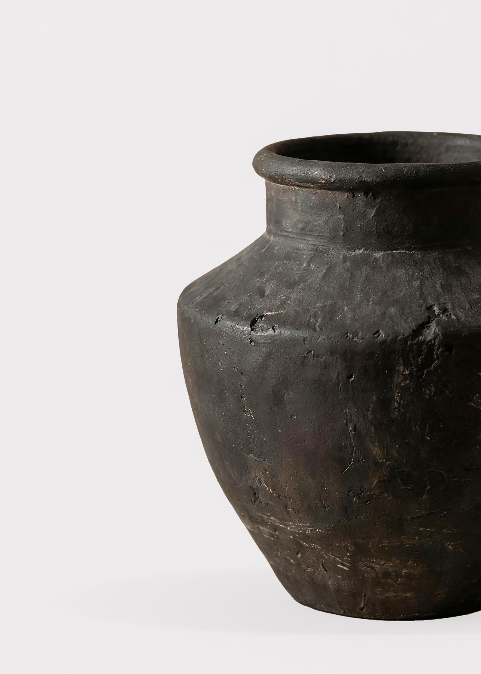 Handmade Terra Cotta Distressed Vase in Charcoal Grey