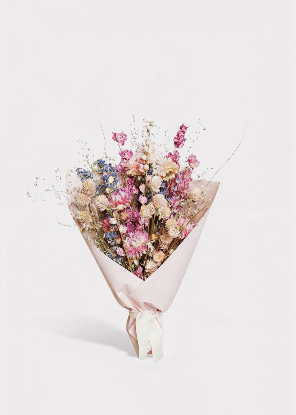 Soft Pink and Blue Small Bouquet of Dried Flowers