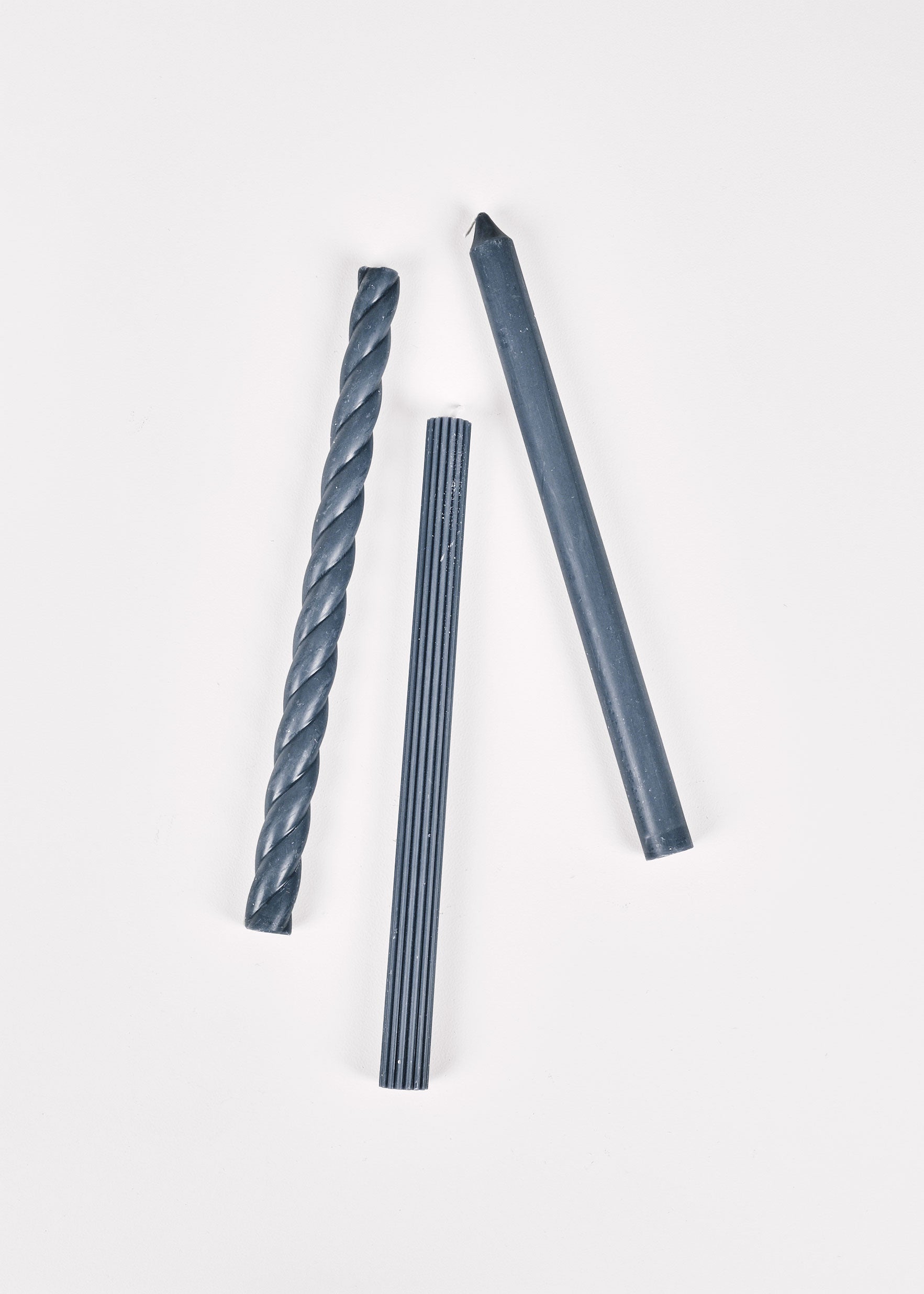 Set of 3 Navy Blue Taper Candles at Afloral