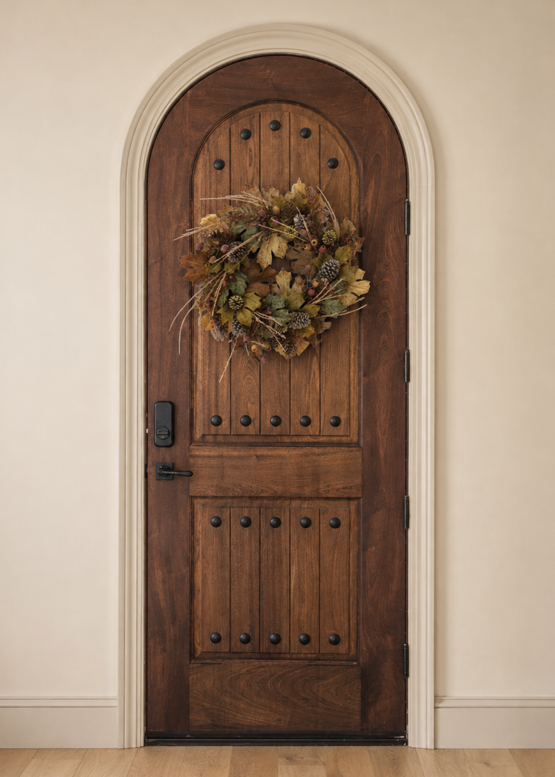 Fall Foliage Wreath on an Arched Door