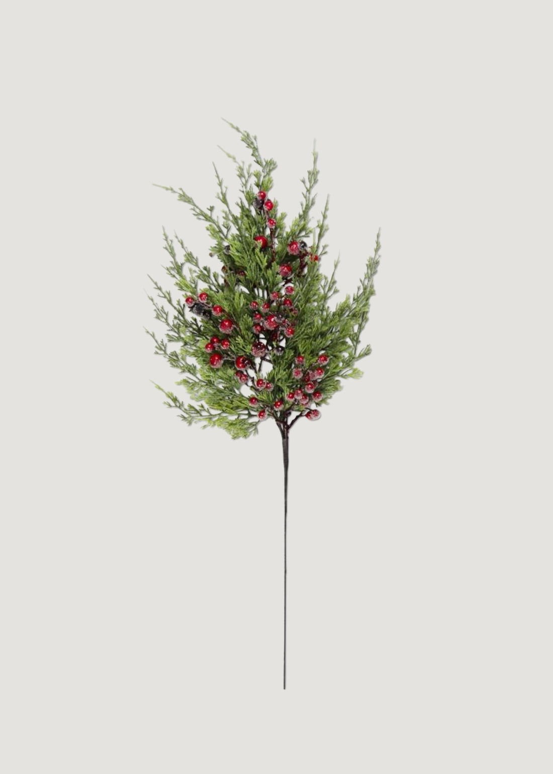 Fake Cypress Pine and Red Iced Berry Winter Branch