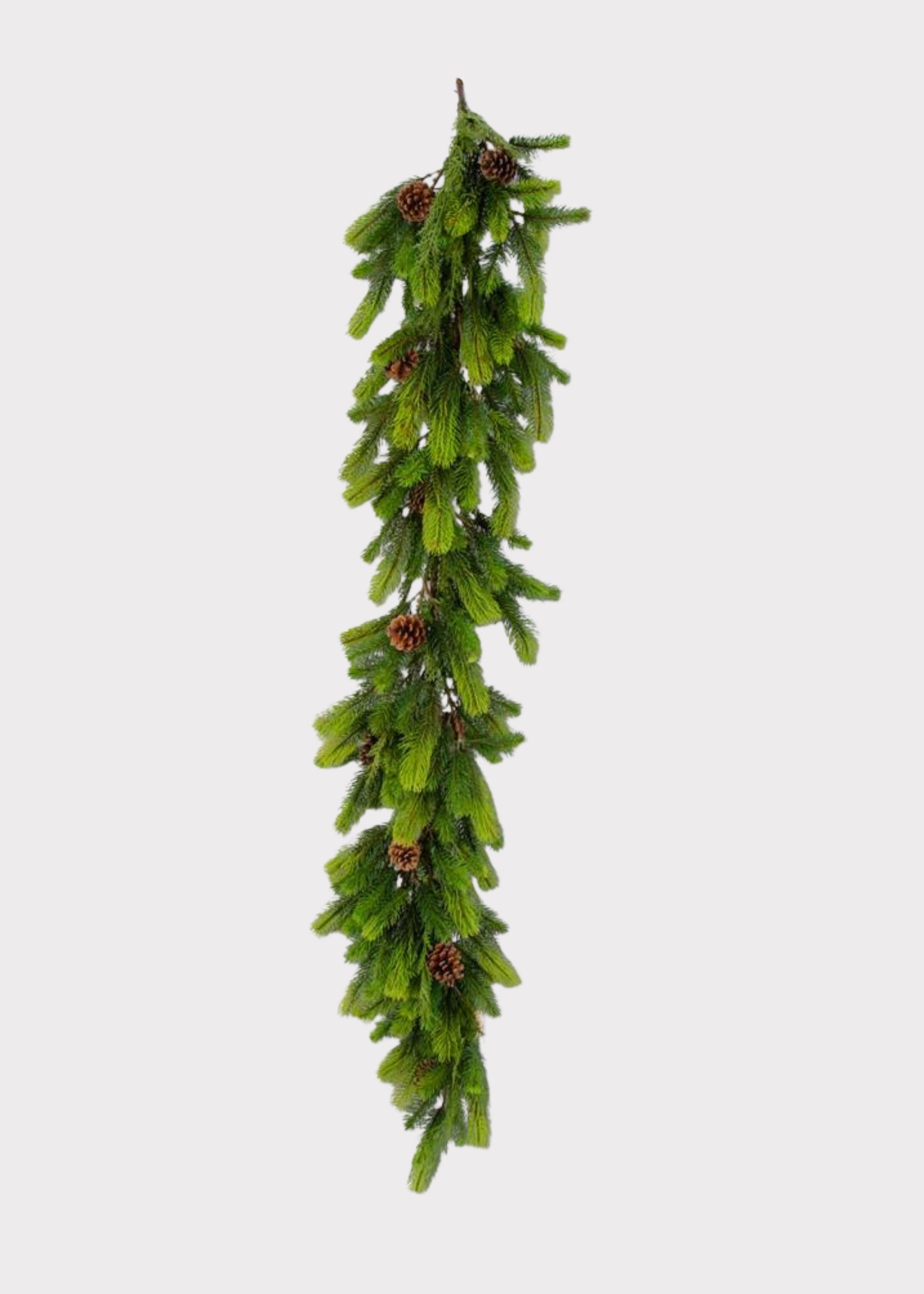 Evergreen pine garland with pine cones