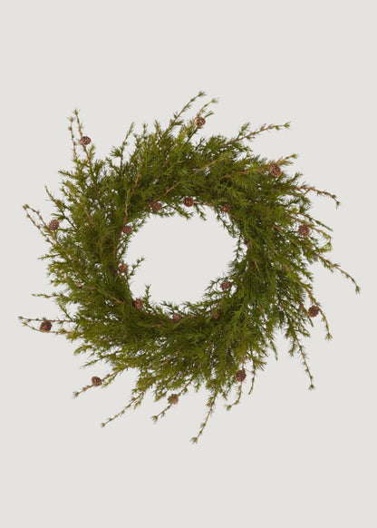 Large Pine Fake Winter Wreath with Cones