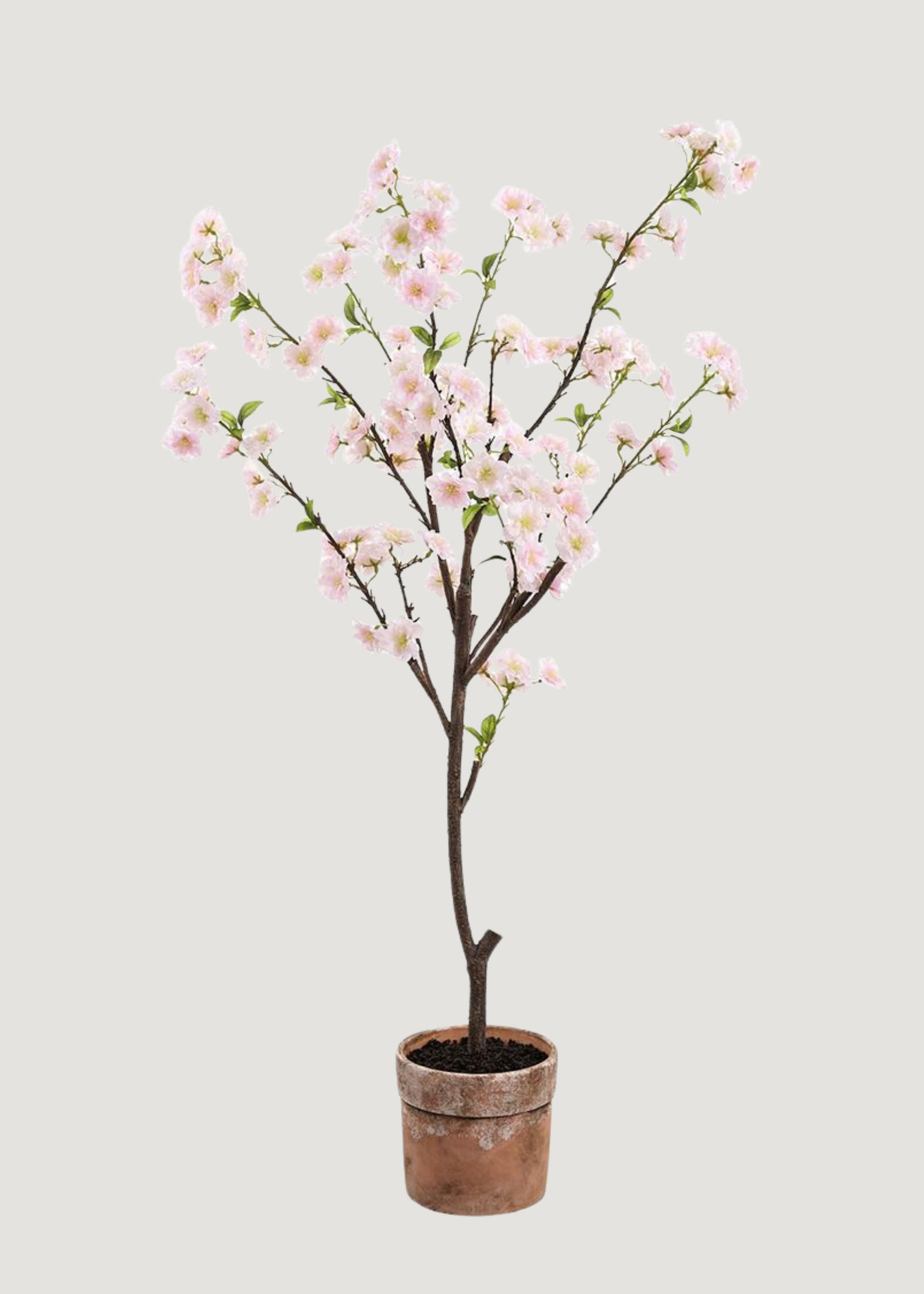 Blush Artificial Cherry Blossom Arrangement in Clay Pot