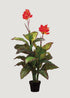 Red Fake Potted Blooming Tropical Canna Floor Plant