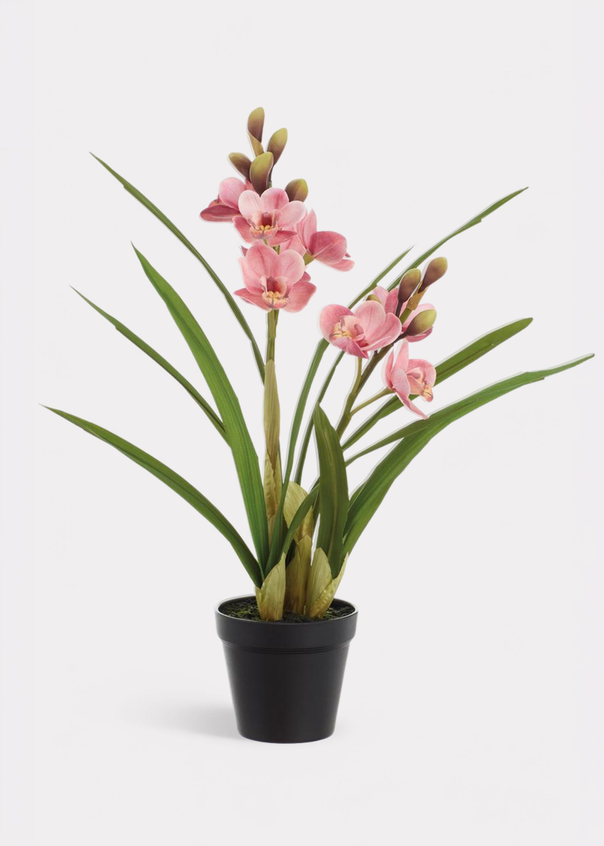 Pink Cymbidium Orchid Fake Potted Flower Arrangement 