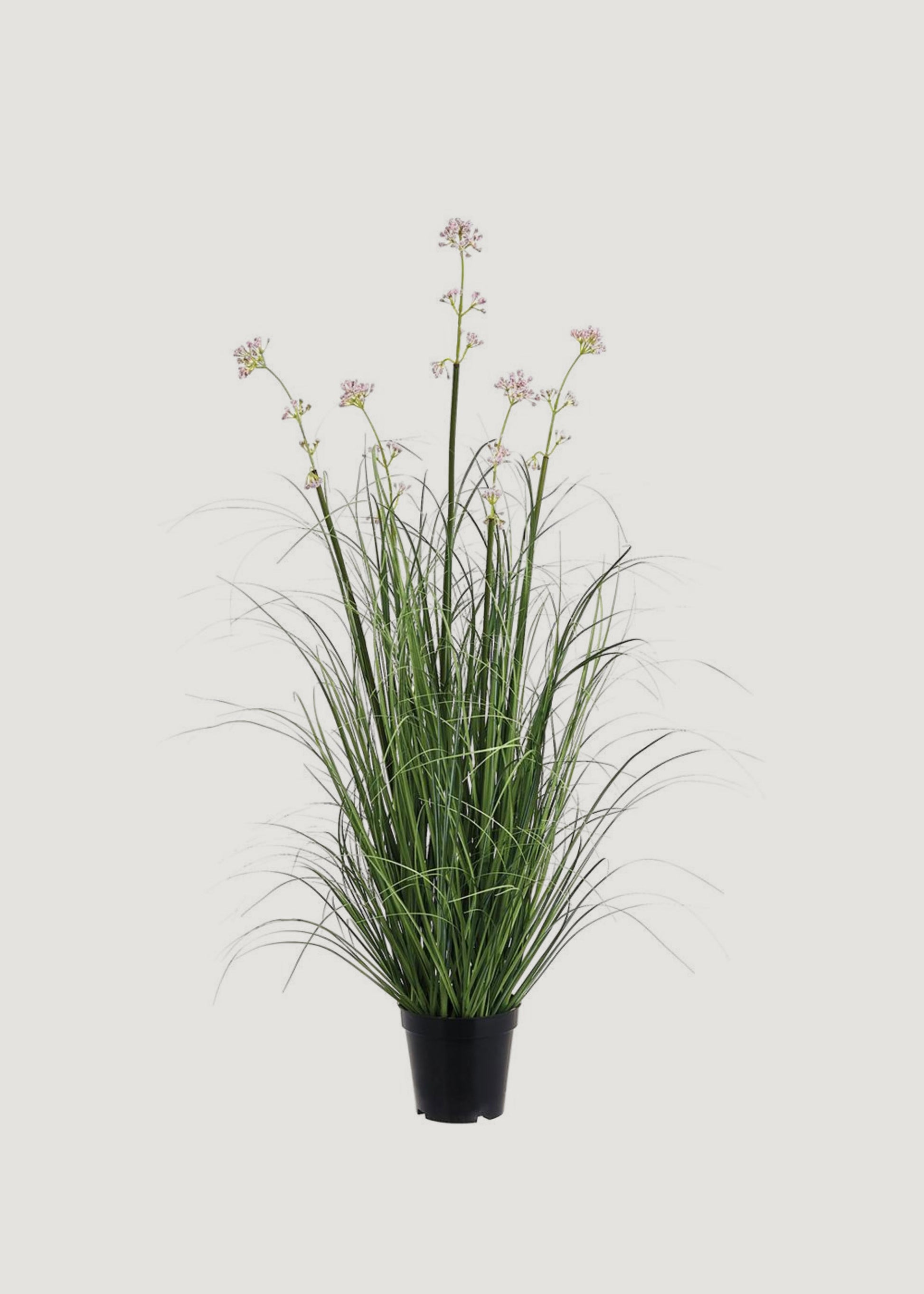 Mauve Fake Flower and Milkweed Grass Potted Plant 