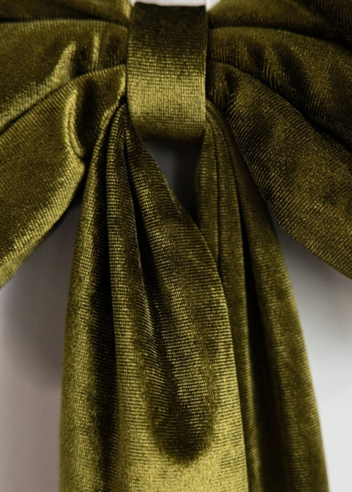 Close-up of a Chartreuse Velvet Bow  
