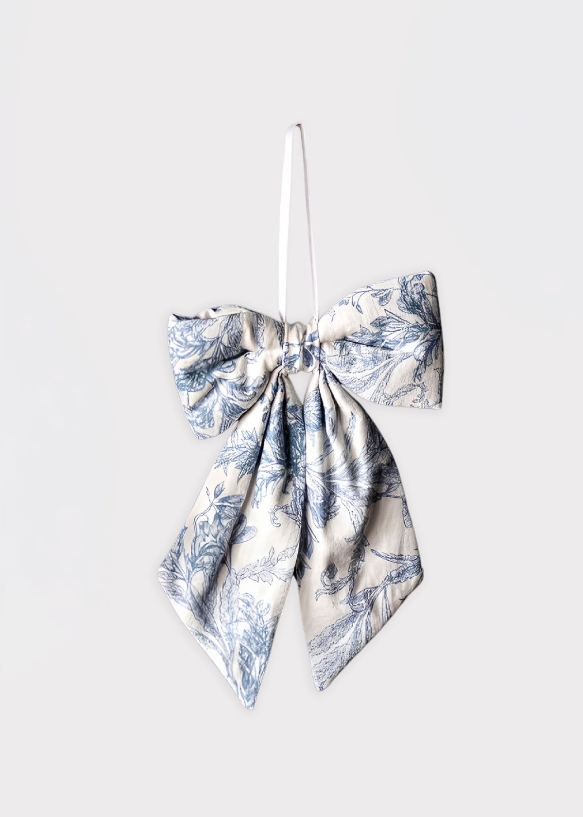 Soft Blue Star Toile Small Holiday Bow Decoration with Ribbon 