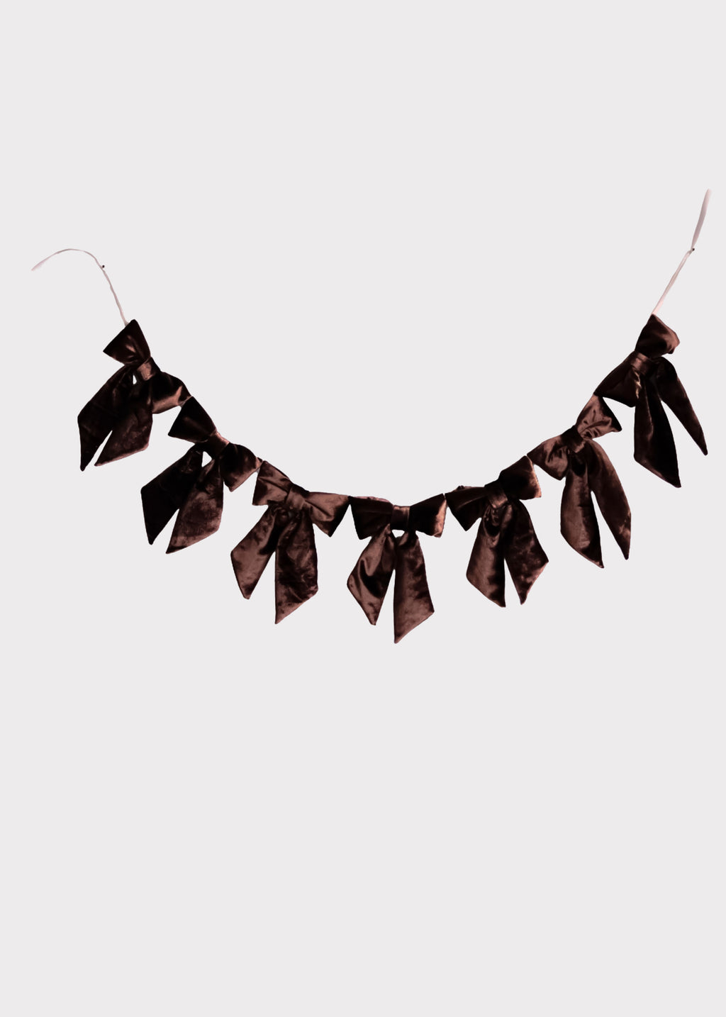 Velvet Holiday Bow Garland in Chocolate Brown