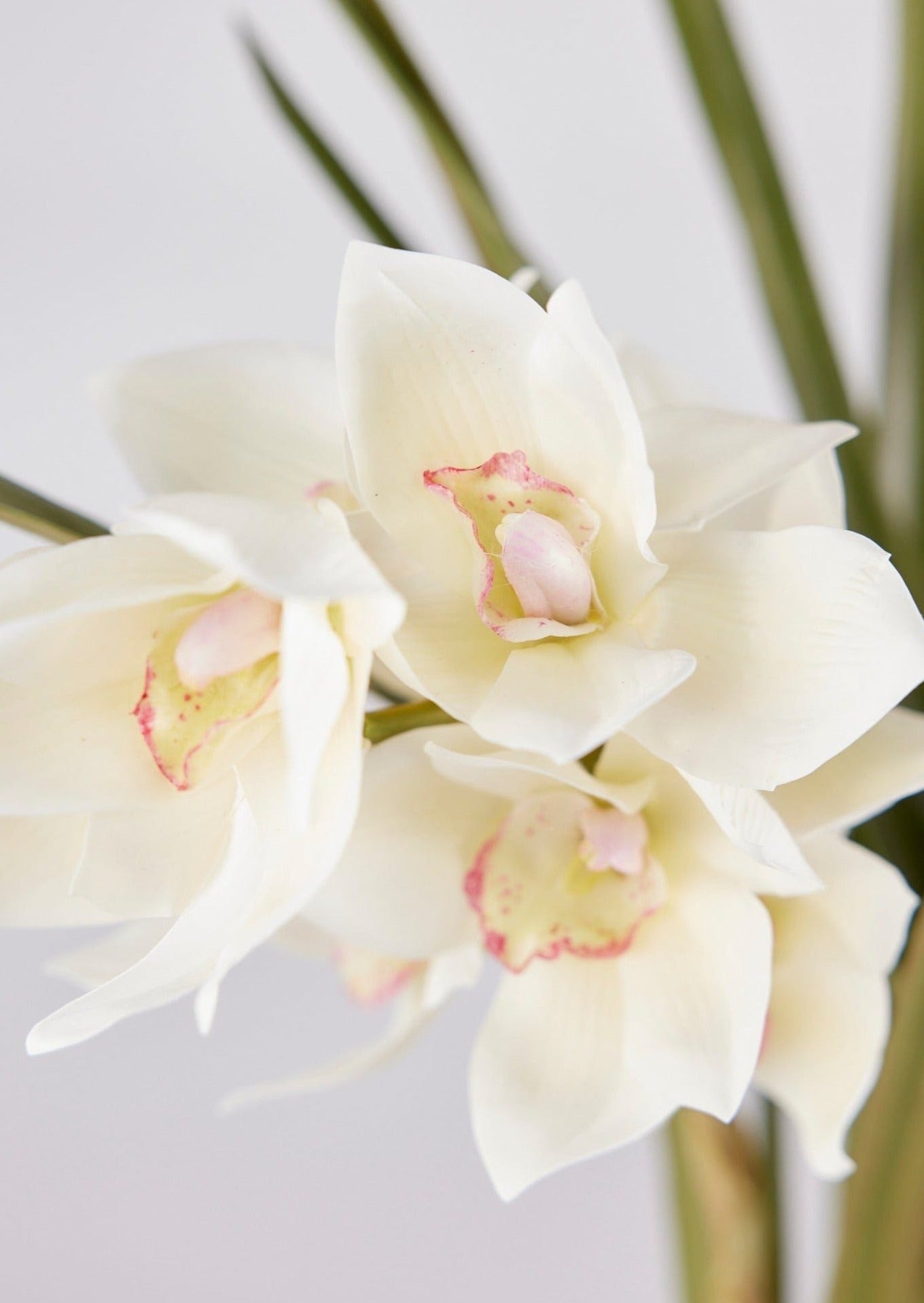 Afloral Faux Orchid Flower Arrangement in Pot Closeup View