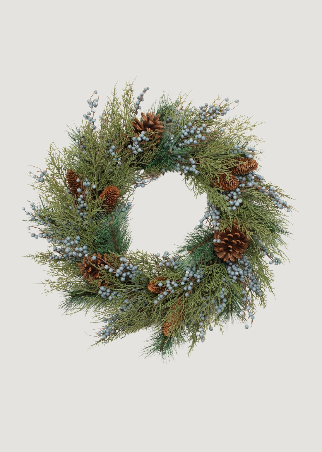 Artificial Mixed Winter Pine Wreath with Berries and Cones 