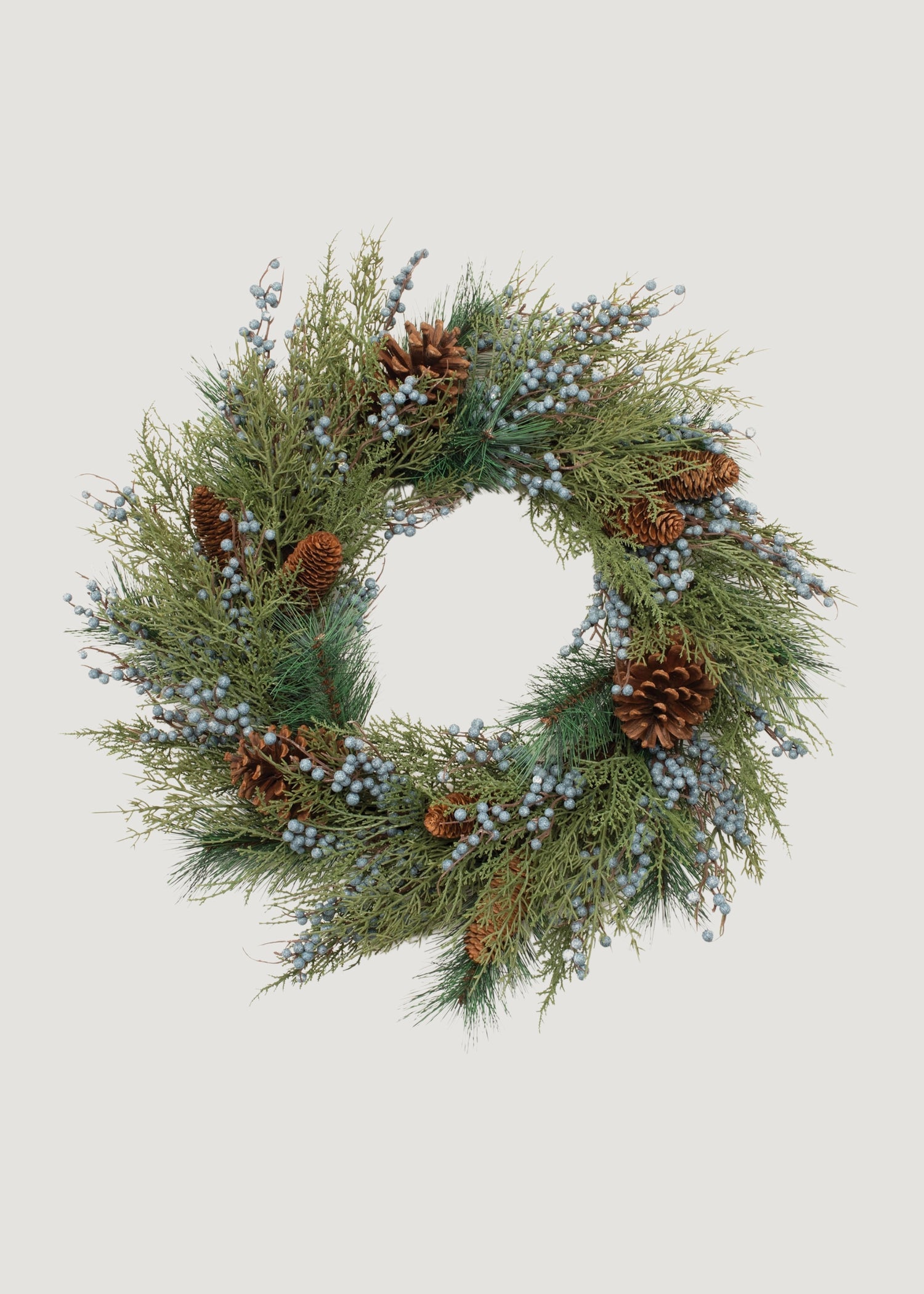 Artificial Mixed Winter Pine Wreath with Berries and Cones 