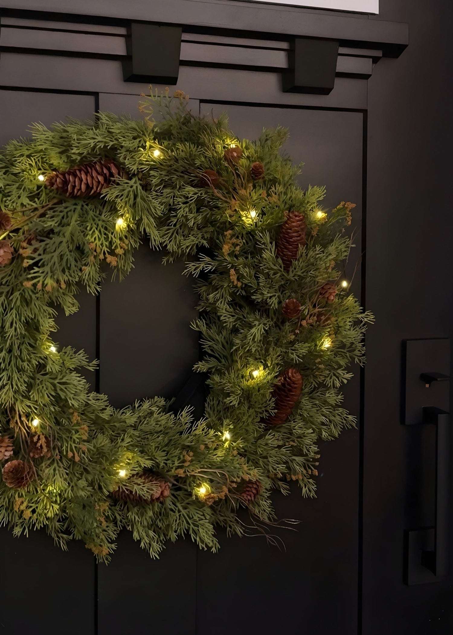 Pine Holiday Wreath with Pine Cones and Lights