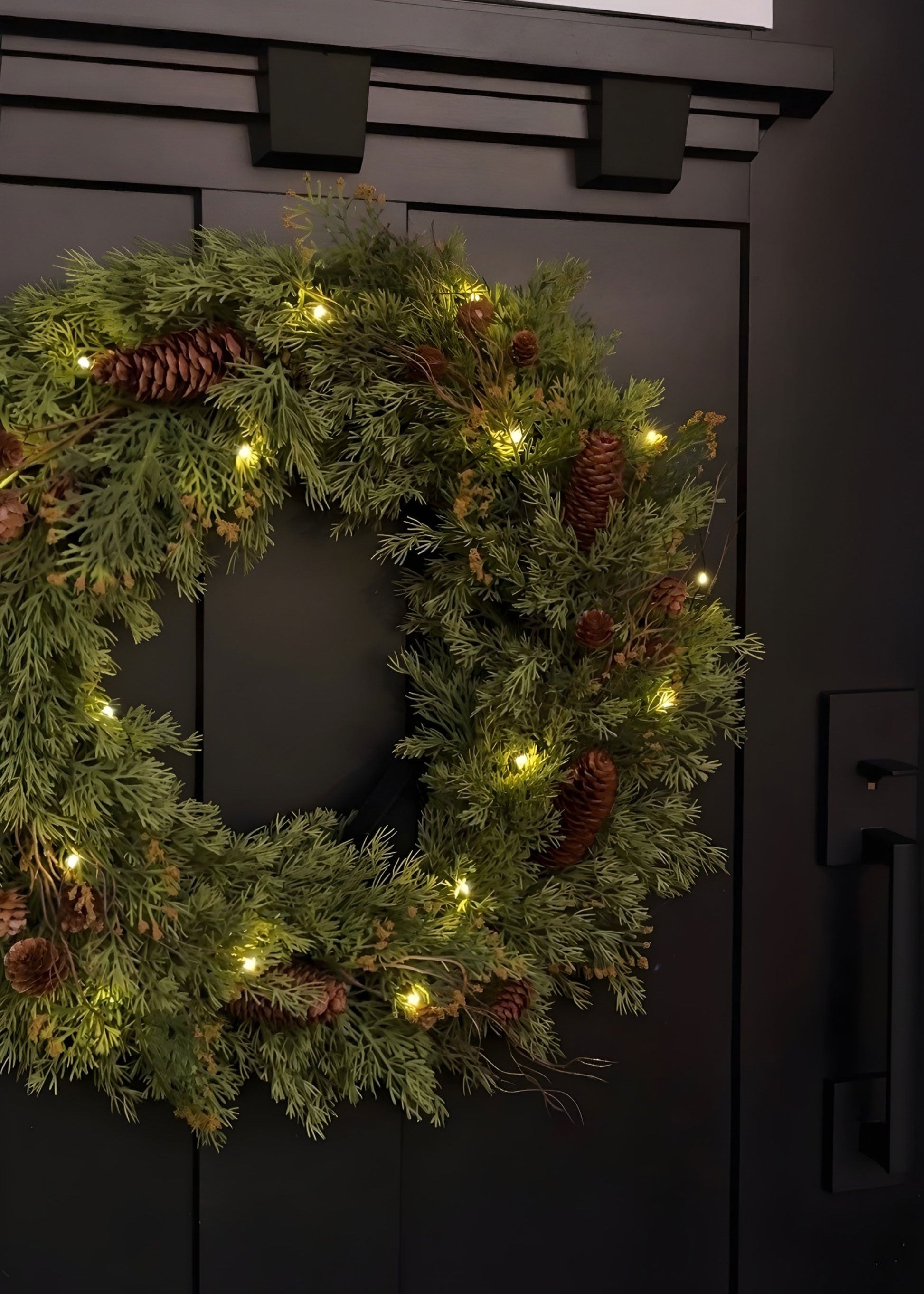 Pine Holiday Wreath with Pine Cones and Lights