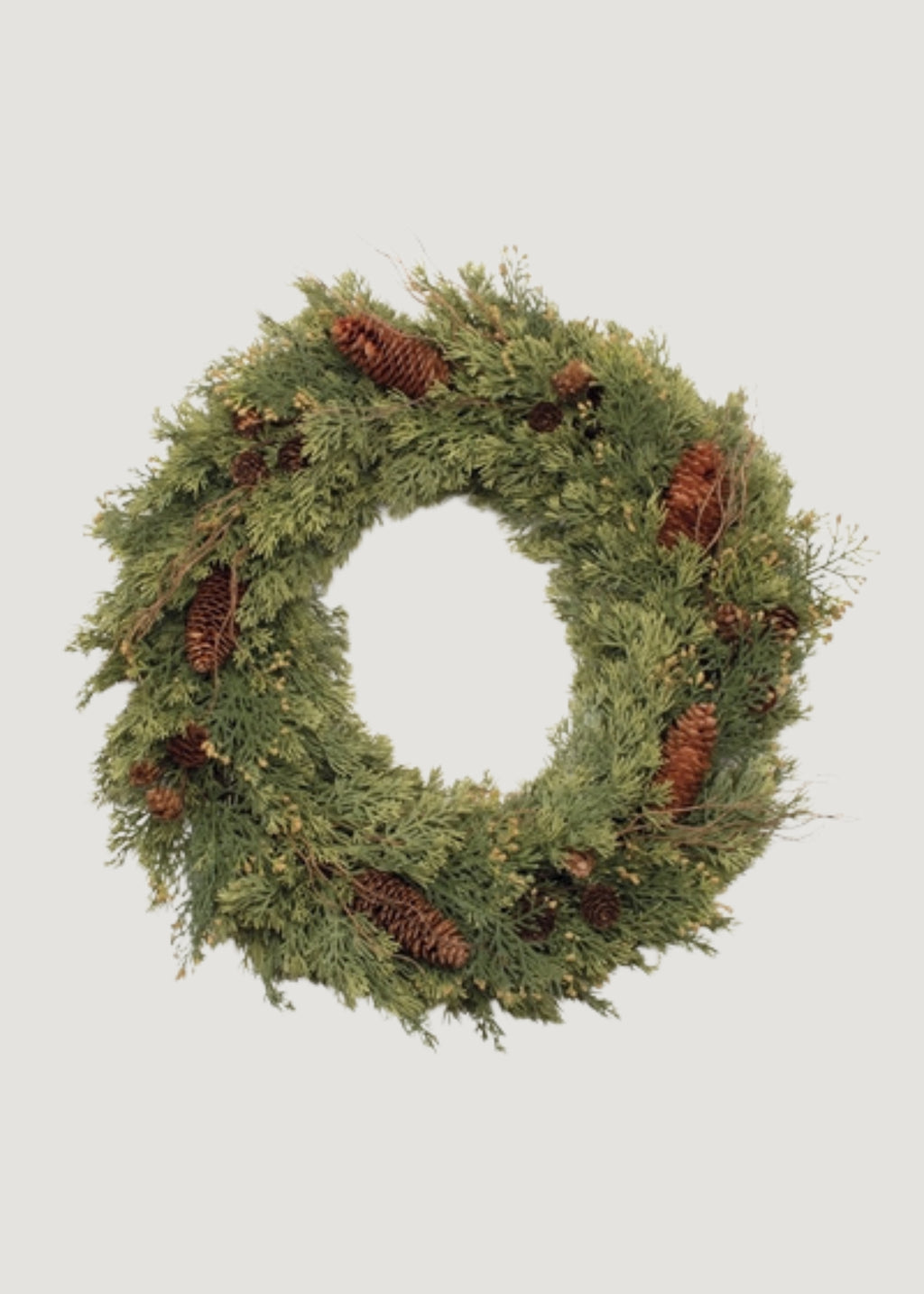 Artificial Pine Holiday Wreath with Cones