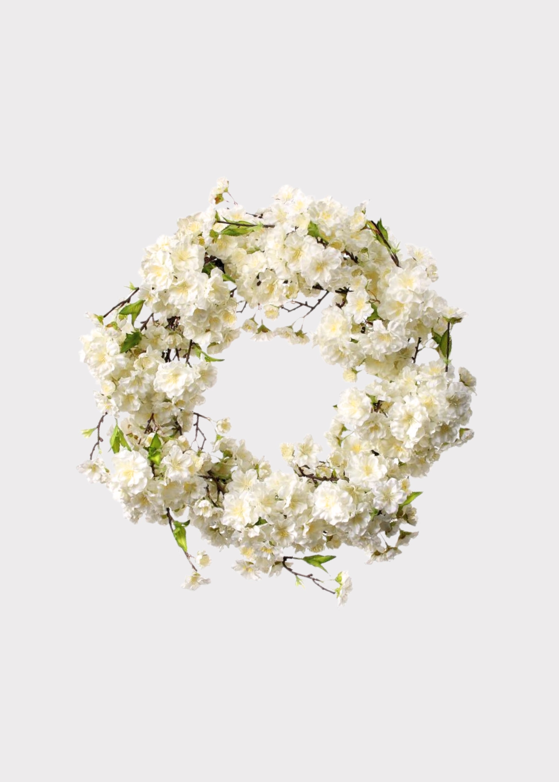 Cream Artificial Cherry Blossom Flower Wreath