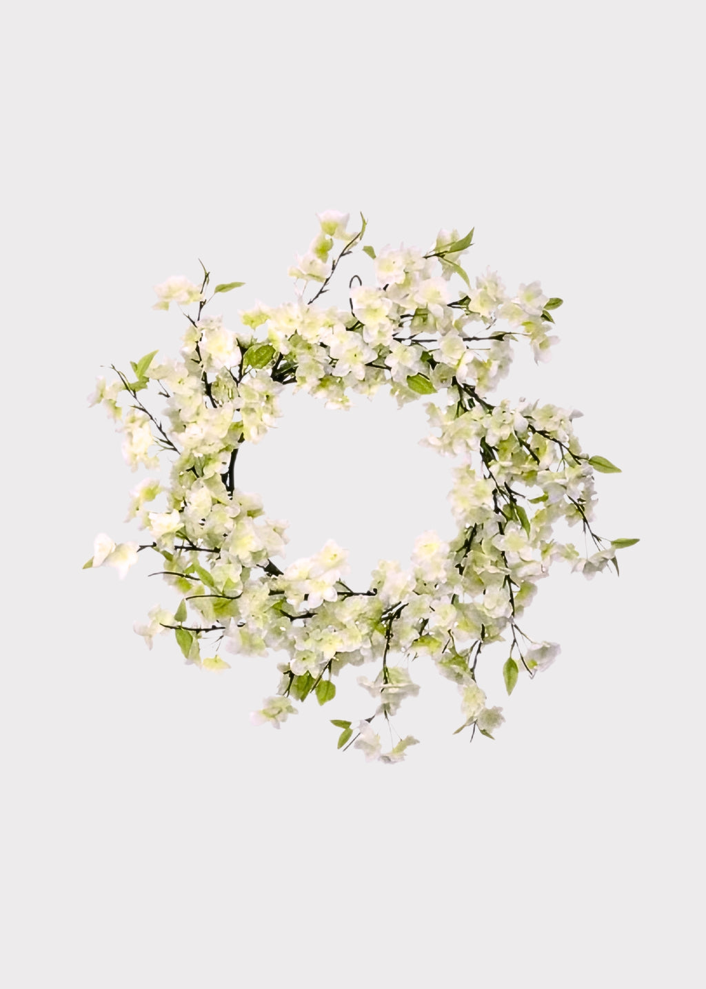 White Cherry Blossom Artificial Flower Wreath 