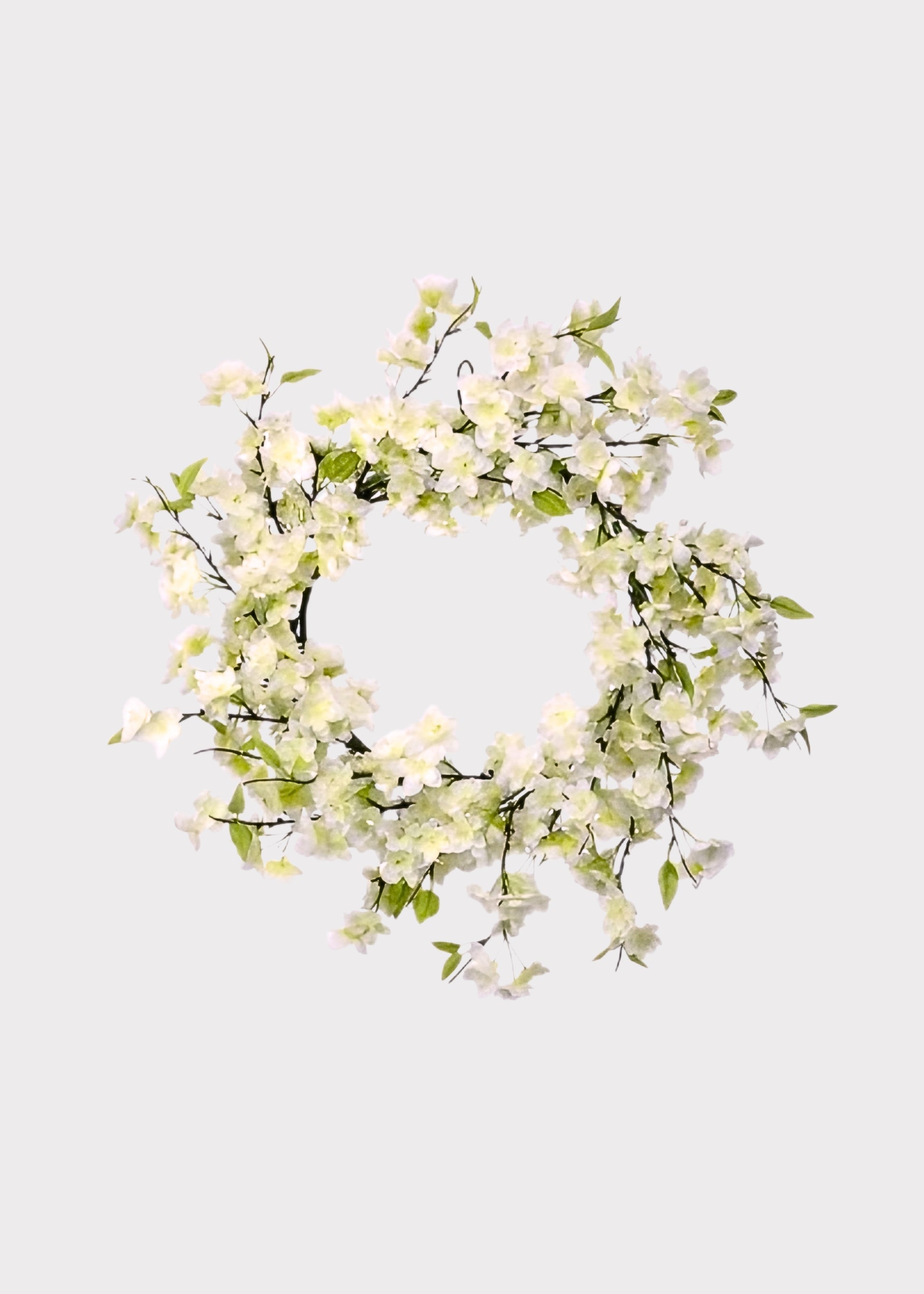 White Cherry Blossom Artificial Flower Wreath 