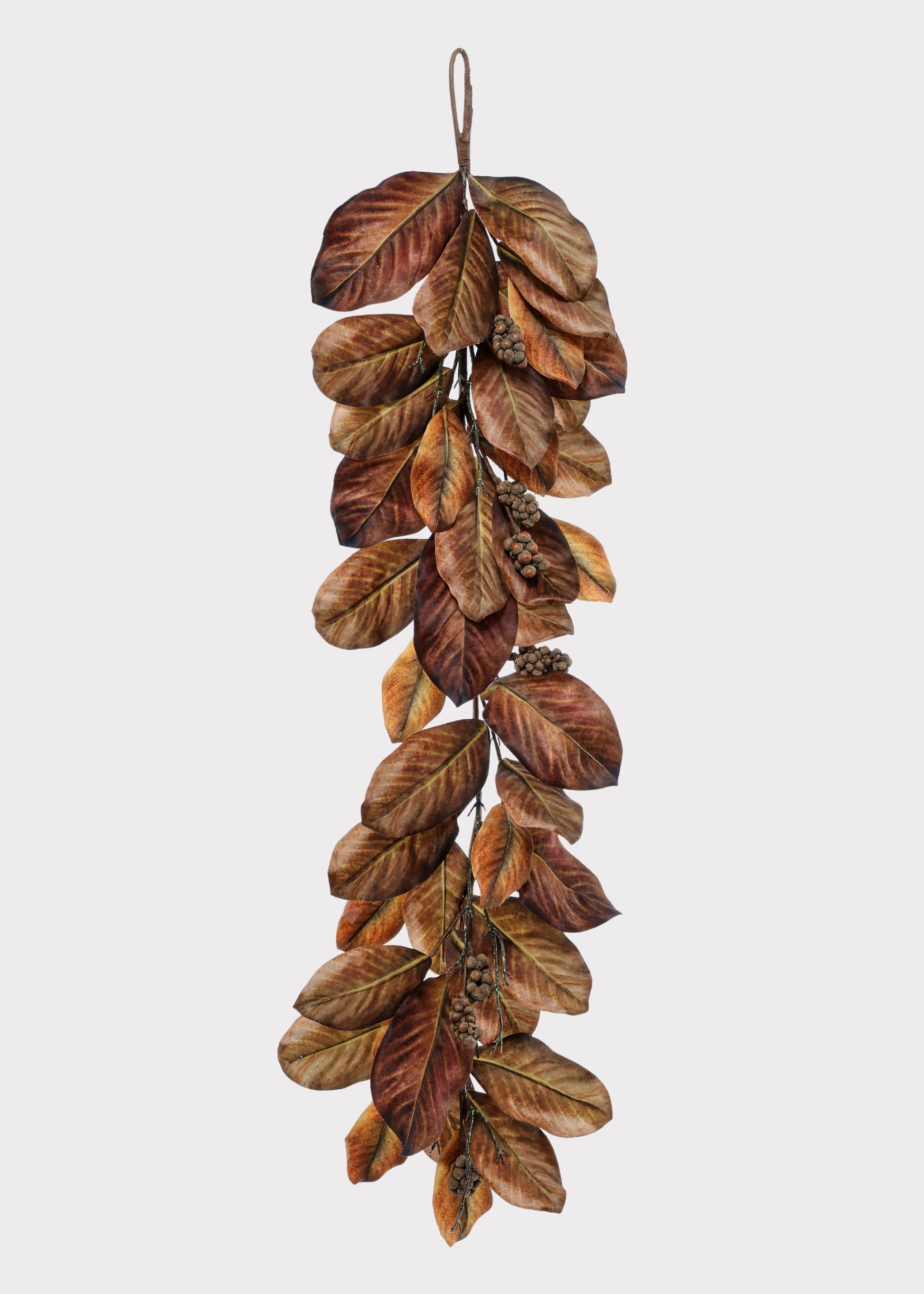 Artificial Fall Magnolia Leaf Garland in Harvest Brown Hues