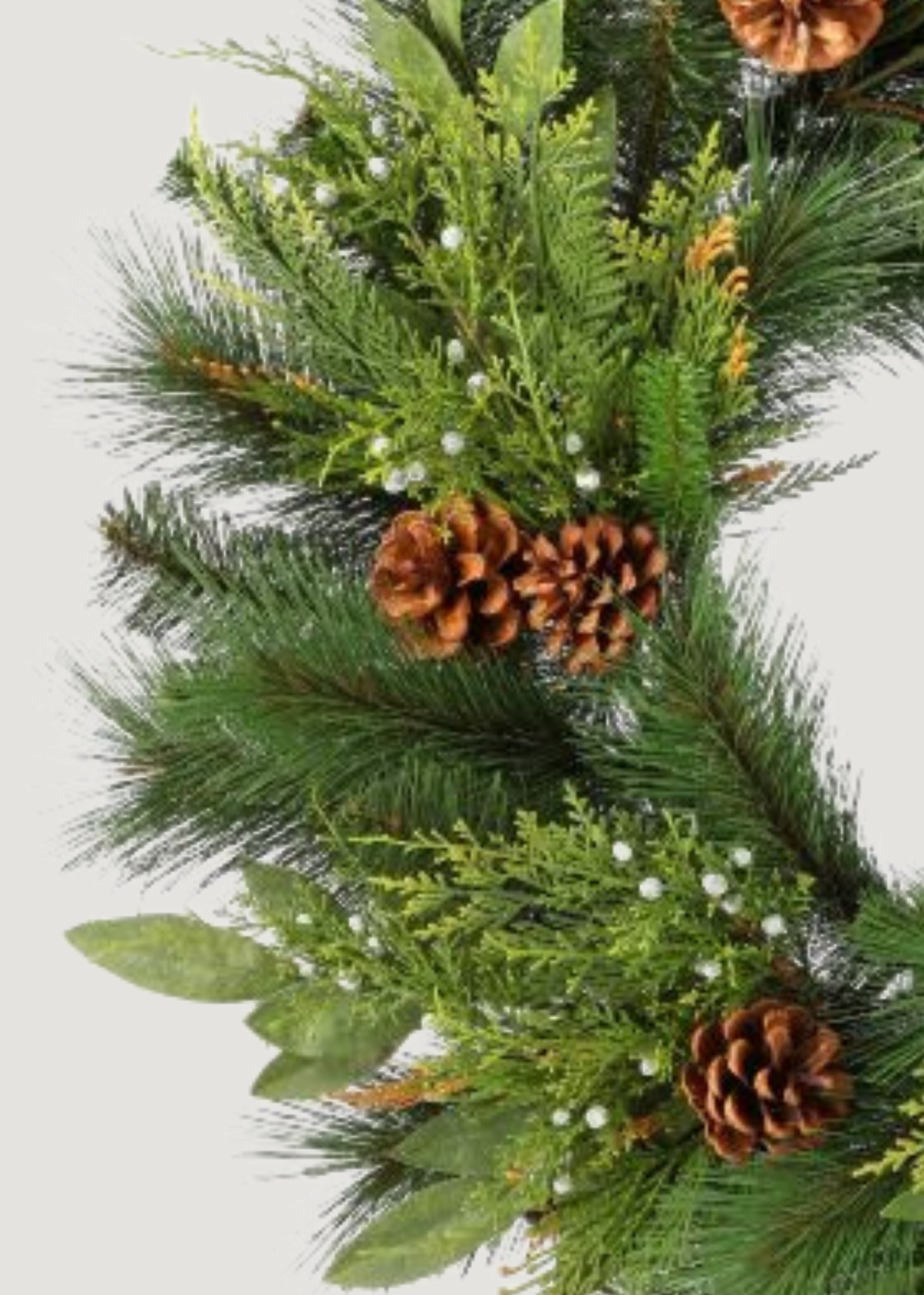 Close-up of Juniper and Cedar Wreath with Pine Cones