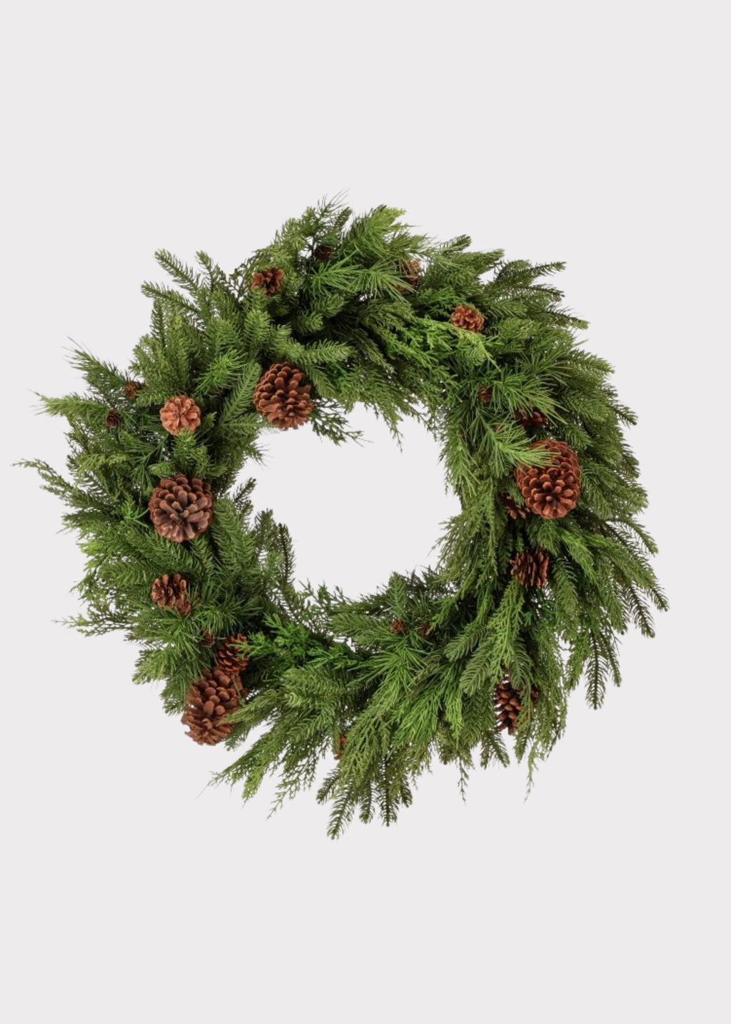 Natural Touch Fake Mixed Greenery and Pinecone Holiday Wreath