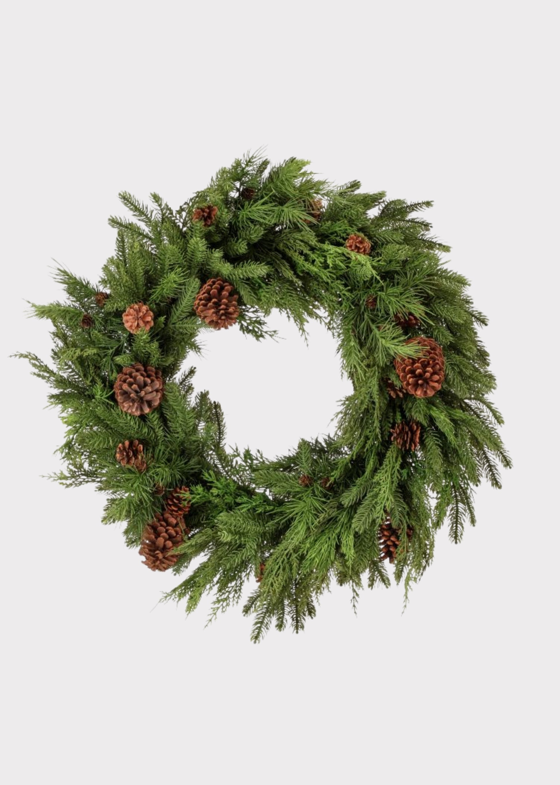 Natural Touch Fake Mixed Greenery and Pinecone Holiday Wreath