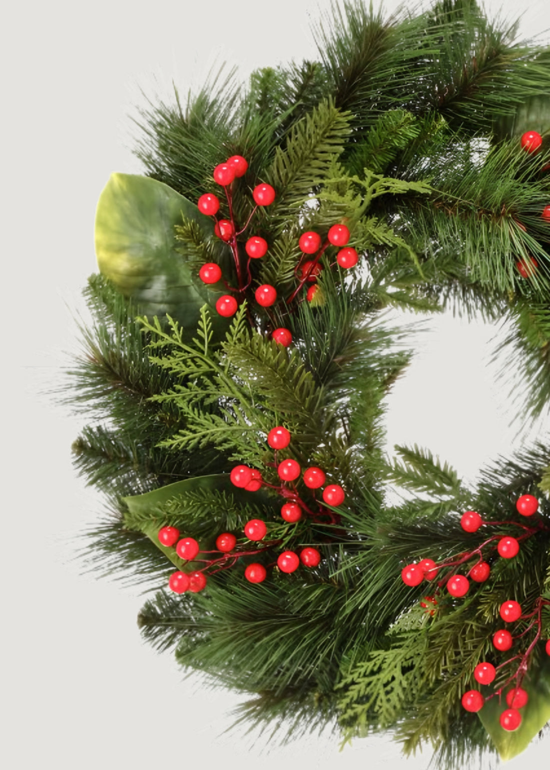 Close-up of Pine and Berry Wreath